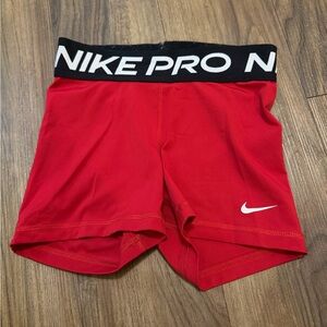 Nike Red Pro Shorts with Black Waistband